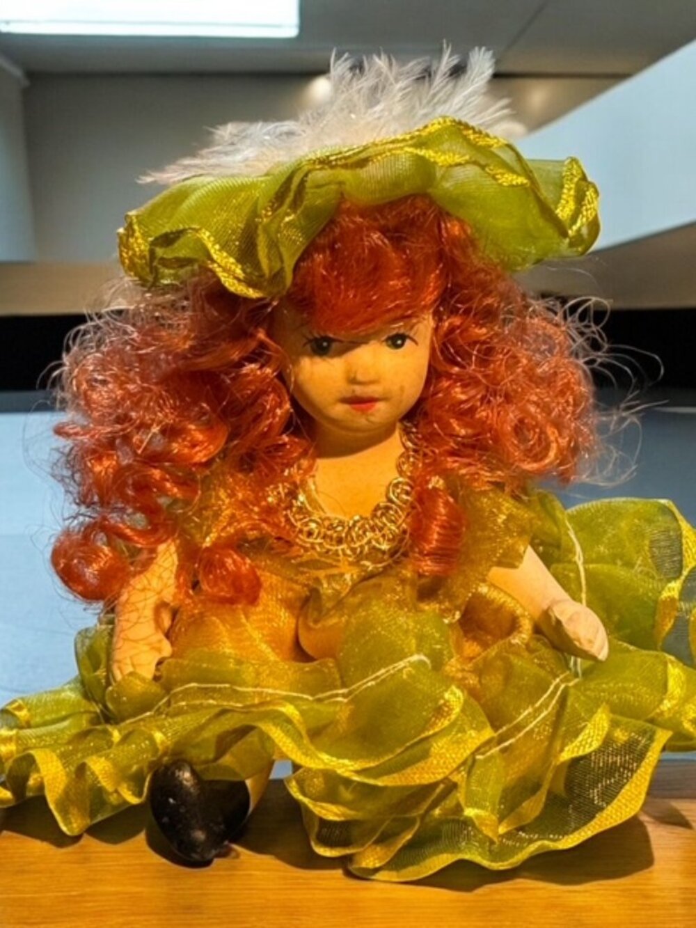 Porcelain Red Curly Hair DOLL Moveable Limbs